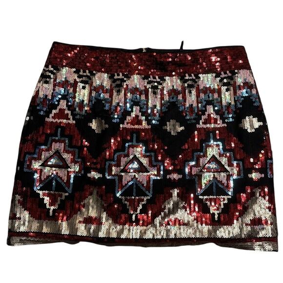 Marineblue stretchy sequined miniskirt Large - Picture 1 of 3